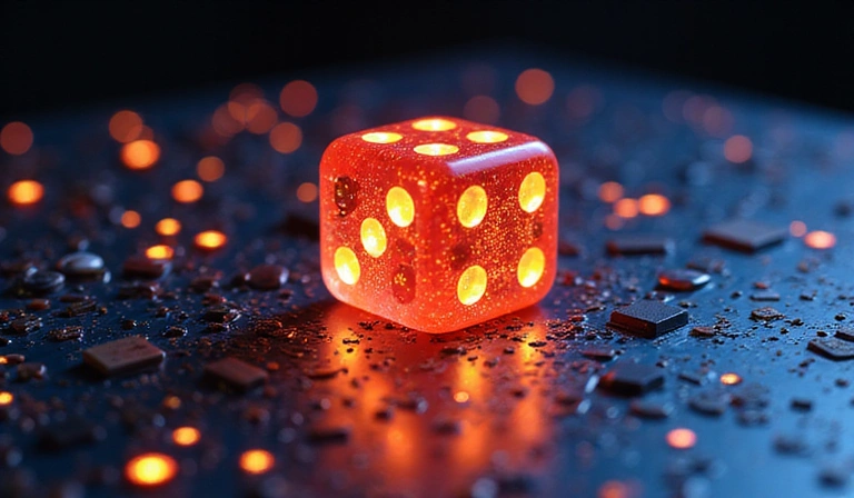 Digital dice representing random number generation