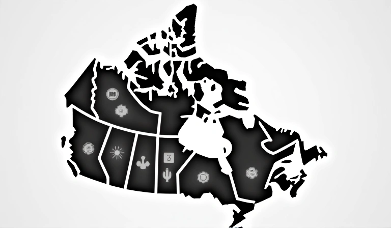 Map of Canada with a gaming overlay