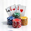 Stylized poker chips and cards icon